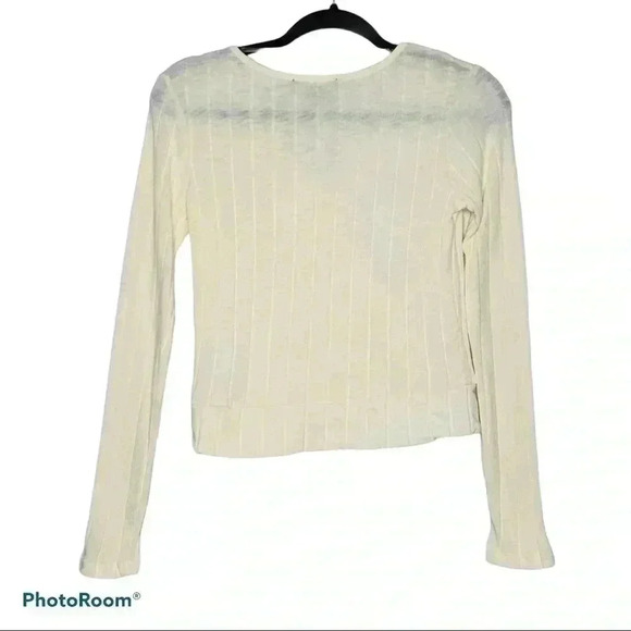 Sanctuary Long Sleeve Cream Wrap Rib Shirt - Picture 3 of 4